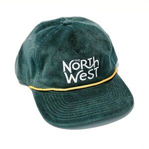 Viaduct The North West Corduroy Snapback Cap Hat Green with Gold Cord EUC